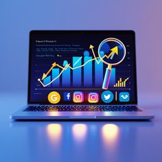 A realistic photo of a large magnifying glass focusing sharply on a complex spreadsheet filled with SEO keyword metrics such as Search Volume, Difficulty, and Intent columns.